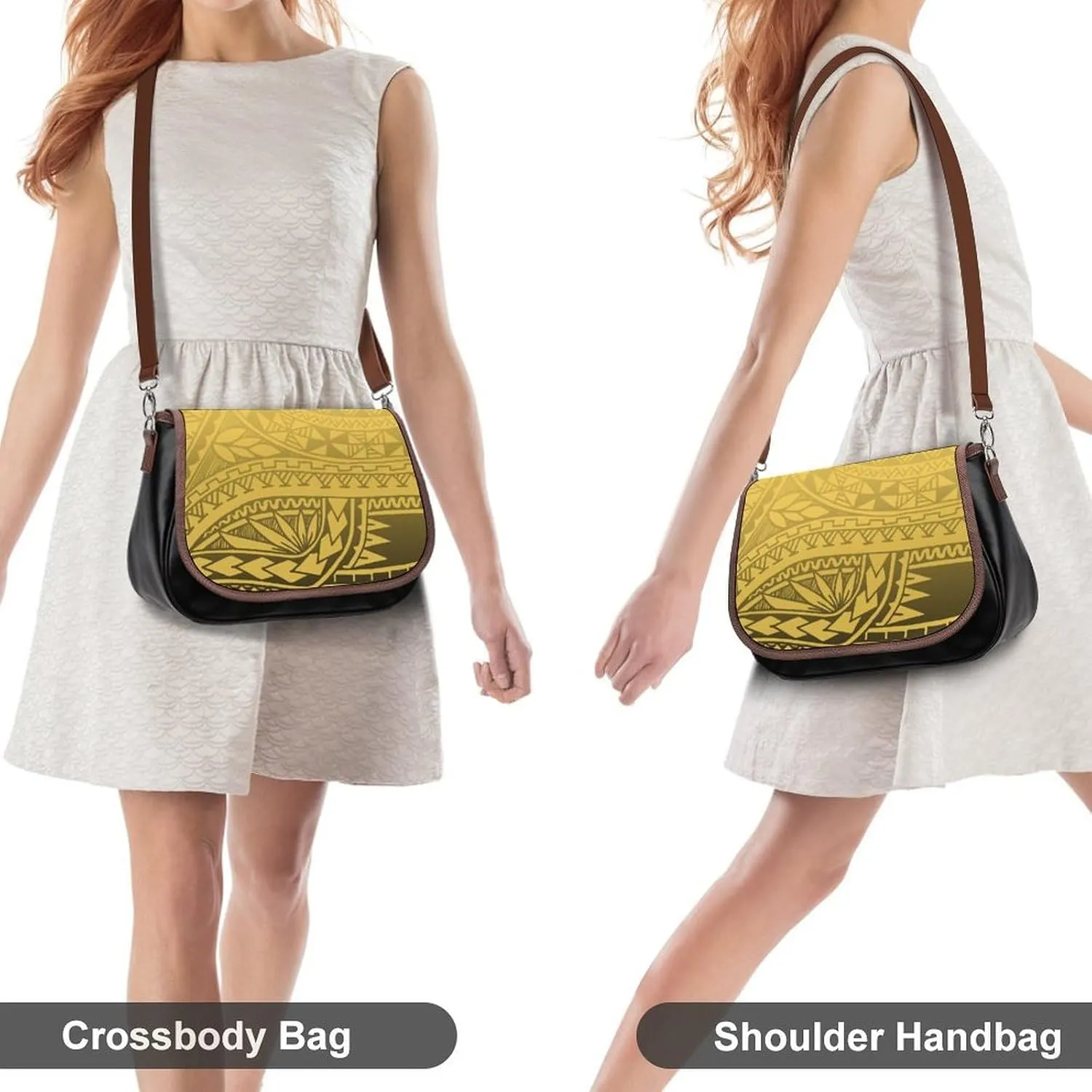 Polynesian Retro Tribal Pattern Design Women'S Crossbody Bag, Artistic Leather Bag, Teenage Girl Bag 2025