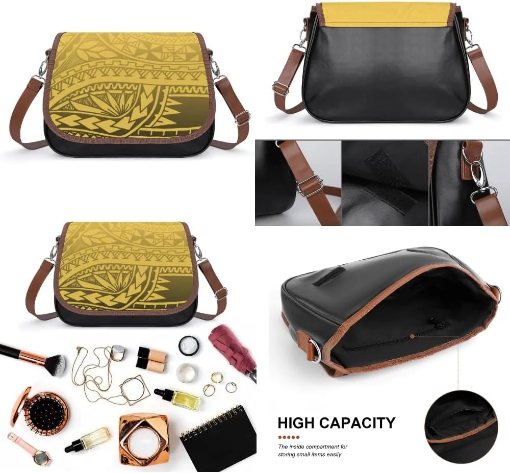 Polynesian Retro Tribal Pattern Design Women'S Crossbody Bag, Artistic Leather Bag, Teenage Girl Bag 2025