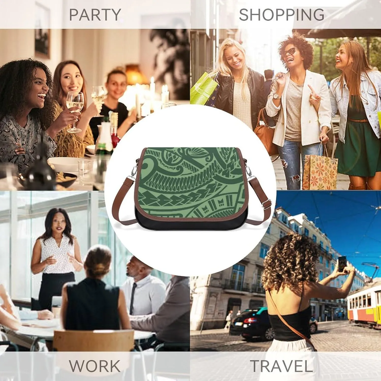 Polynesian Retro Tribal Pattern Design Women'S Crossbody Bag, Artistic Leather Bag, Teenage Girl Bag 2025