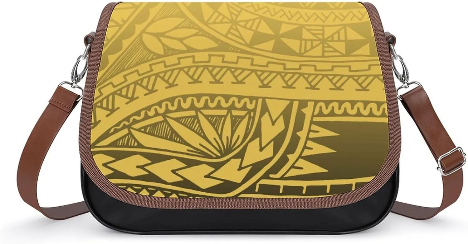 Polynesian Retro Tribal Pattern Design Women'S Crossbody Bag, Artistic Leather Bag, Teenage Girl Bag 2025