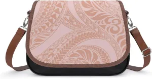Polynesian Retro Tribal Pattern Printed Women'S Leather Crossbody Bag High-Quality Fabric Durable Women'S Bag