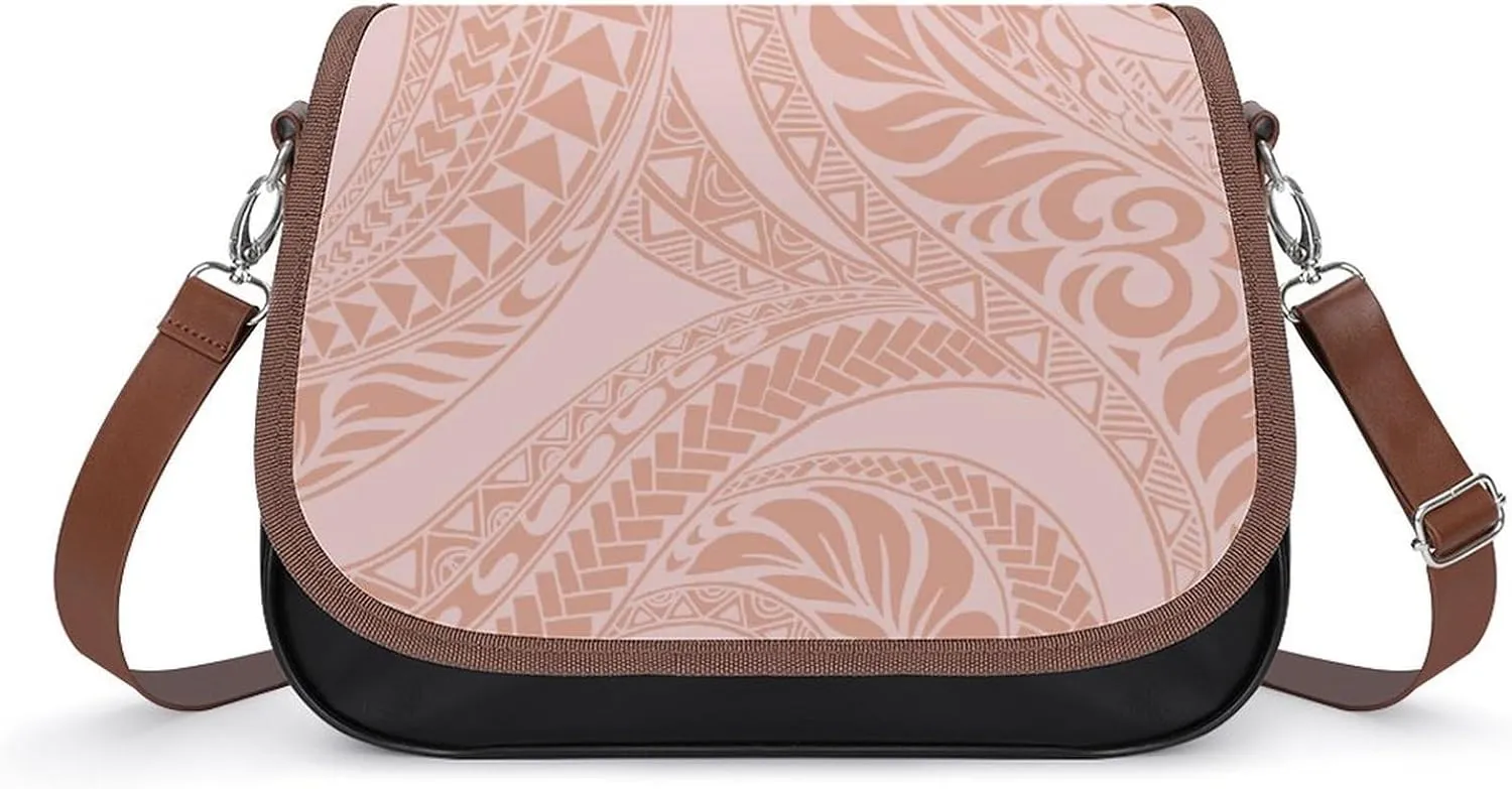Polynesian Retro Tribal Pattern Printed Women'S Leather Crossbody Bag High-Quality Fabric Durable Women'S Bag