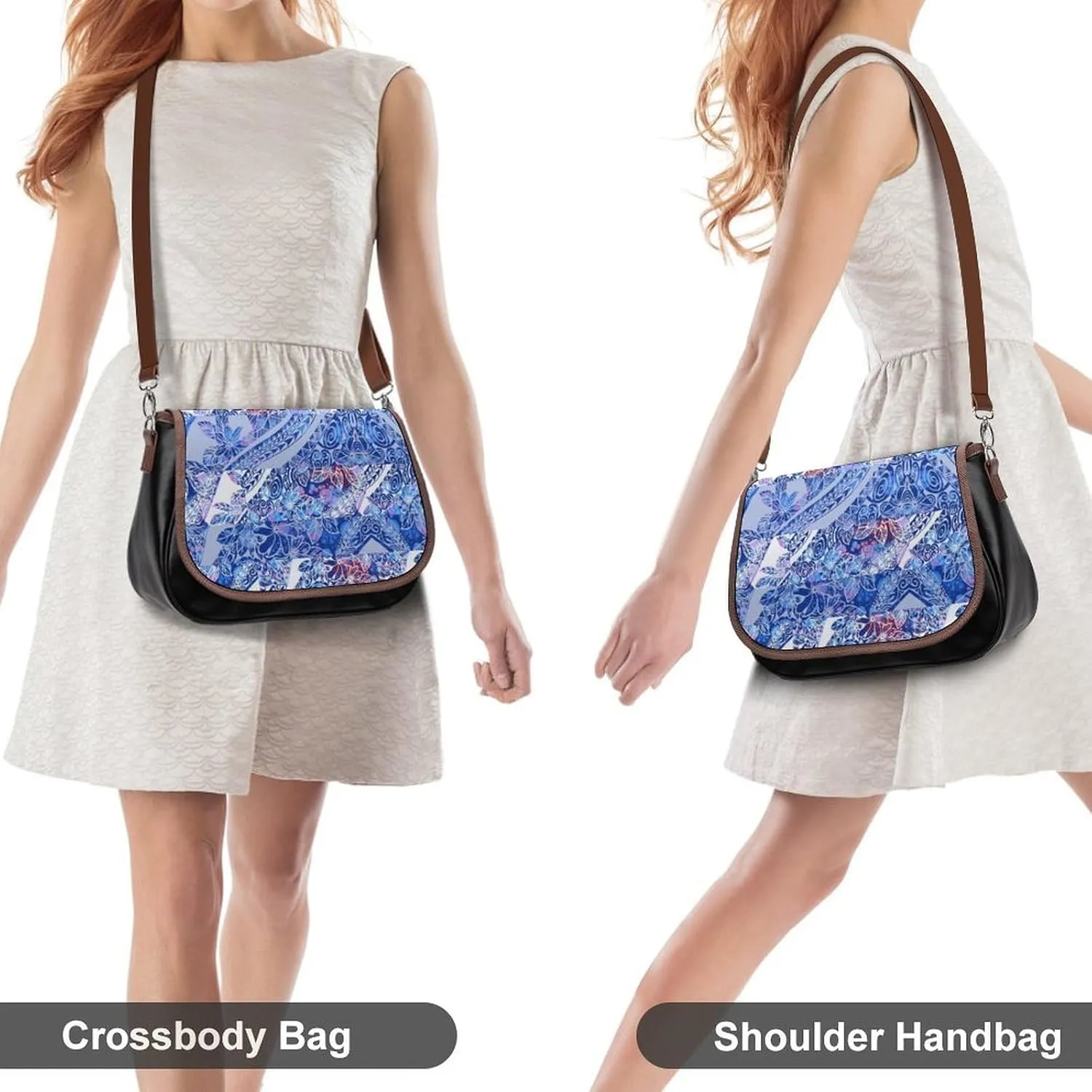 Polynesian Retro Tribal Pattern Printed Women'S Leather Crossbody Bag High-Quality Fabric Durable Women'S Bag