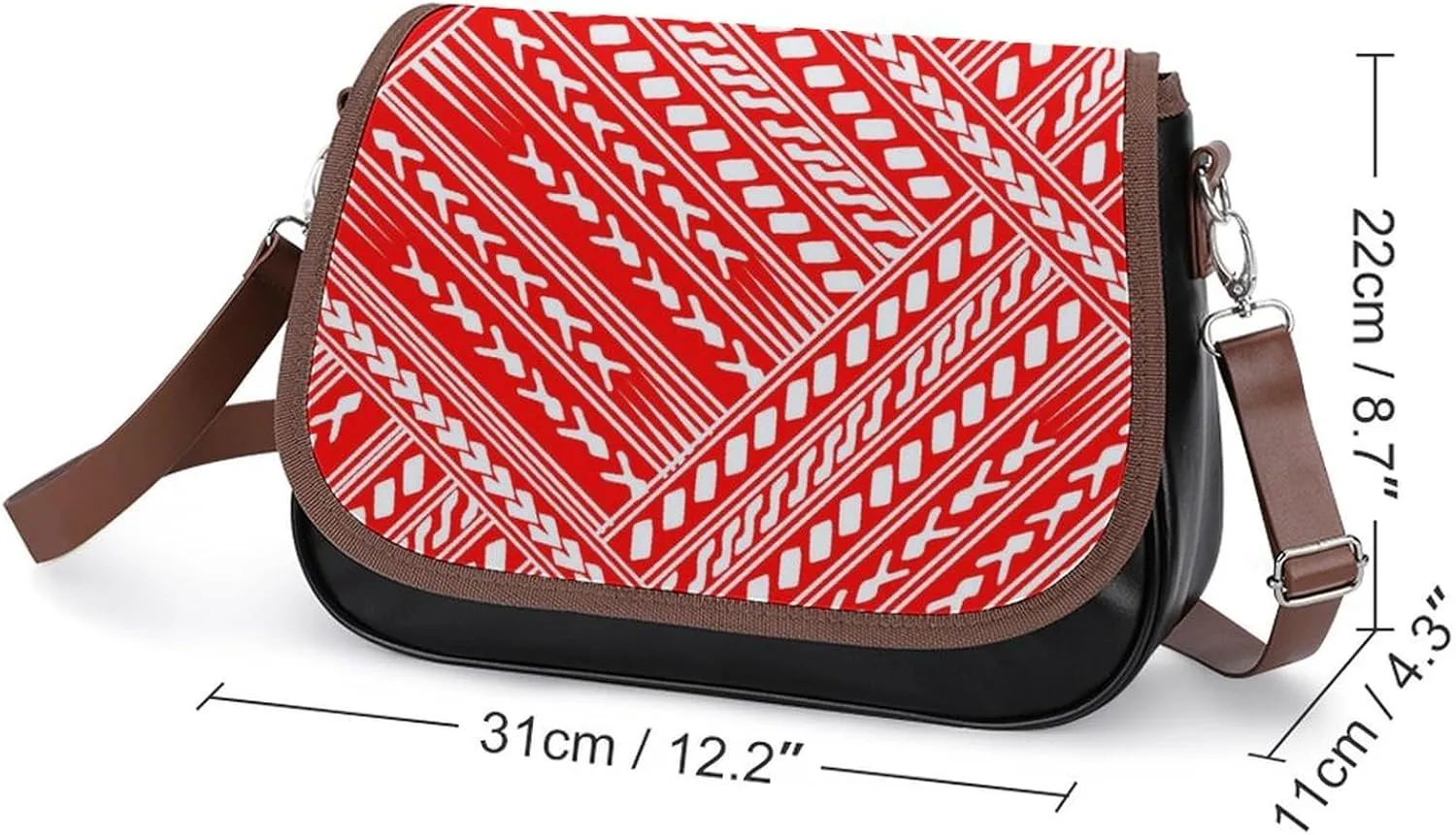 Polynesian Retro Tribal Pattern Printed Women'S Leather Crossbody Bag High-Quality Fabric Durable Women'S Bag