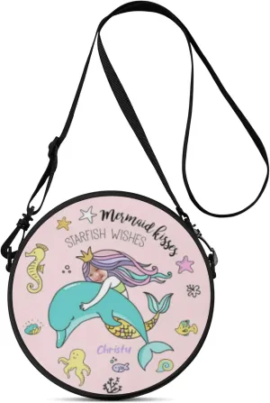 POPCUSTOMS Custom Photo Round Purse with Photo Text Personalized Crossbody Satchel Handbag with Adjustable Strap