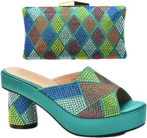 Premium African Wedding Set Crystal Encrusted Heels Matching Evening Bag Bridal Pumps