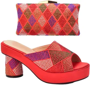 Premium African Wedding Set Crystal Encrusted Heels Matching Evening Bag Bridal Pumps