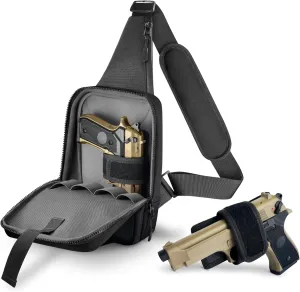 Premium Conceal Carry Sling Bag for Men with Quick Access Pull Tab and 4 Accessory Slots — CCW Sling Bag for Men with Waterproof Heavy Duty Zippers — Durable Adjustable Holster Included