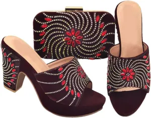 Premium Convertible Bridal Shoes Bag System African Crystal Heels with Detachable Evening Purse