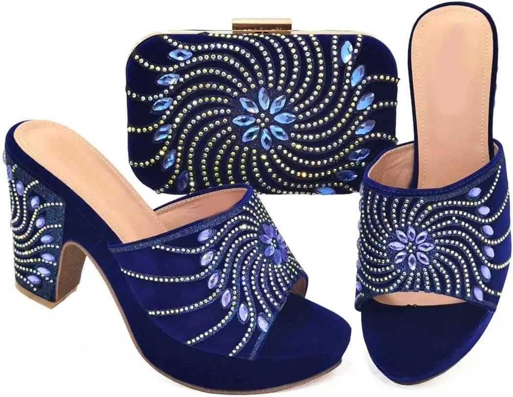 Premium Convertible Bridal Shoes Bag System African Crystal Heels with Detachable Evening Purse