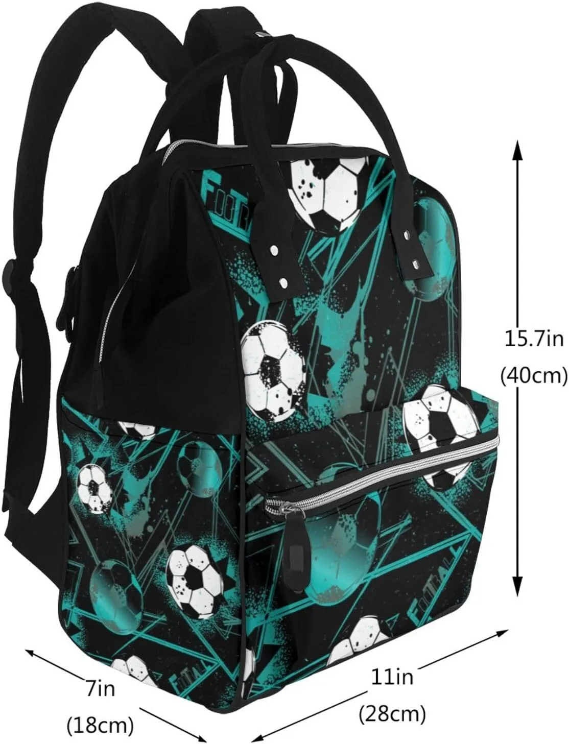 Pretty Soccer Diaper Bag Backpack for Women Large Capacity Nappy Bag Multifunction Waterproof Mummy Backpacks for Mom Dad Essentials Casual Daypack Travel Bag