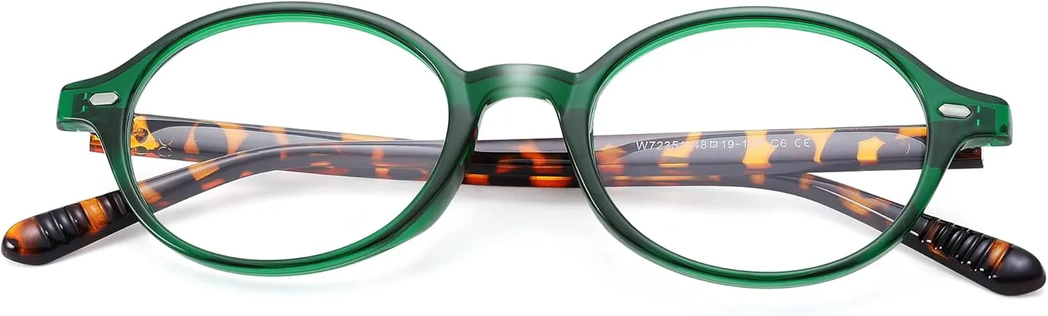 Pro Acme Oval Blue Light Blocking Glasses for Women Men, Vintage Thick Frame Glasses Fake Nerd Lightweight 90s Eyeglasses