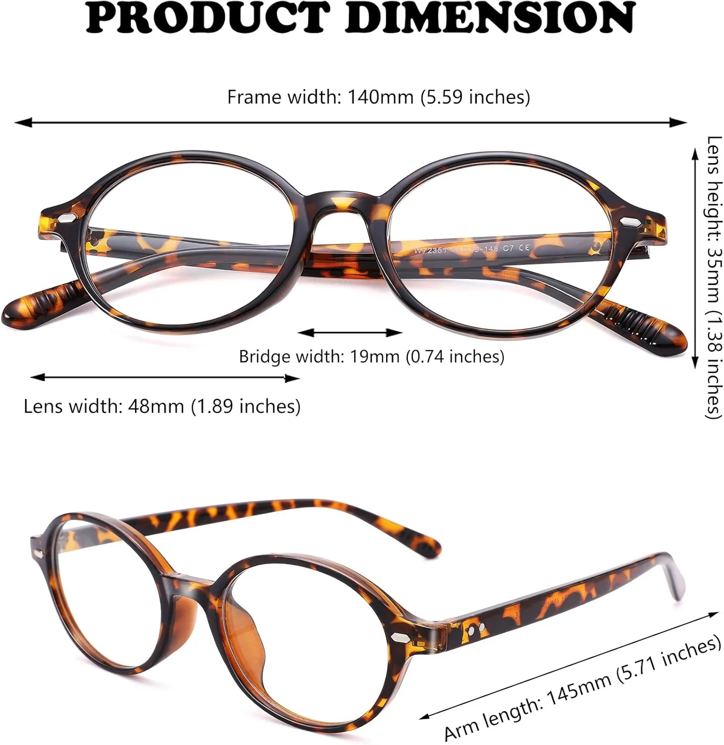 Pro Acme Oval Blue Light Blocking Glasses for Women Men, Vintage Thick Frame Glasses Fake Nerd Lightweight 90s Eyeglasses