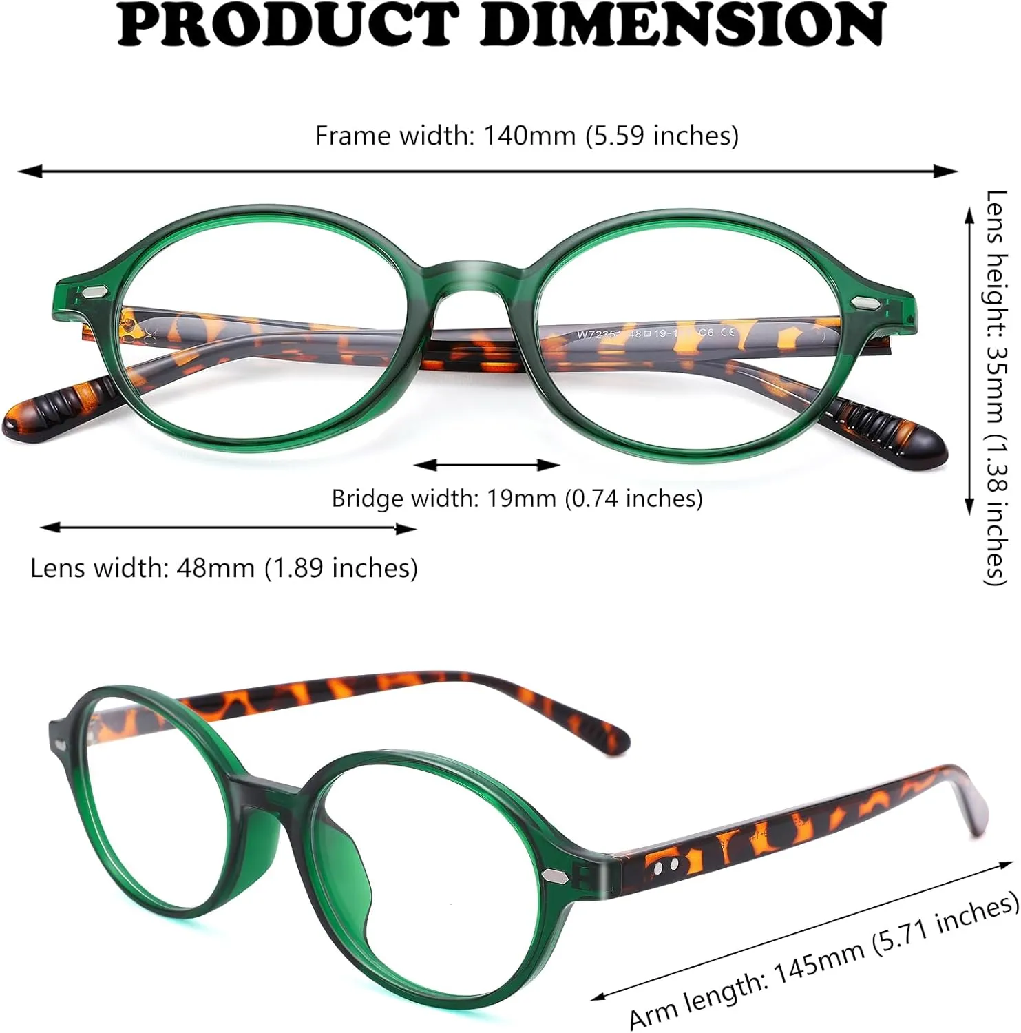 Pro Acme Oval Blue Light Blocking Glasses for Women Men, Vintage Thick Frame Glasses Fake Nerd Lightweight 90s Eyeglasses