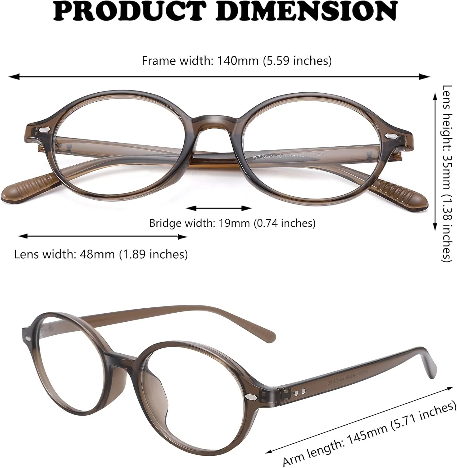 Pro Acme Oval Blue Light Blocking Glasses for Women Men, Vintage Thick Frame Glasses Fake Nerd Lightweight 90s Eyeglasses