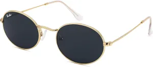 Pro Acme Retro Oval Sunglasses Glass Lens, Small Metal Frame Trendy 90s Sun Glasses for Women Men