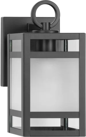 Progress Lighting Parrish Collection One-Light Matte Black Clear and Etched Glass Modern Craftsman Outdoor Small Wall Lantern (P560341-31M)