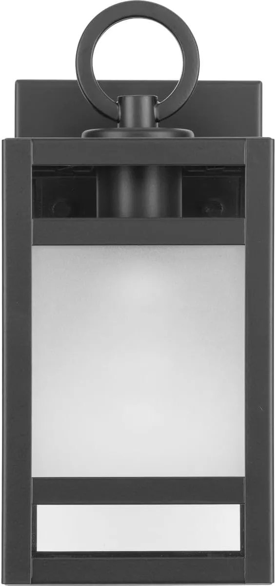 Progress Lighting Parrish Collection One-Light Matte Black Clear and Etched Glass Modern Craftsman Outdoor Small Wall Lantern (P560341-31M)