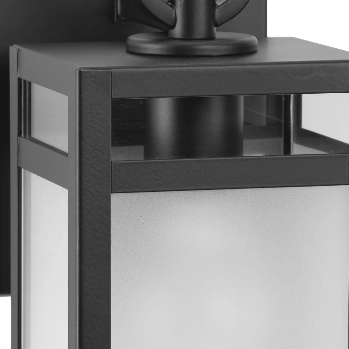 Progress Lighting Parrish Collection One-Light Matte Black Clear and Etched Glass Modern Craftsman Outdoor Small Wall Lantern (P560341-31M)