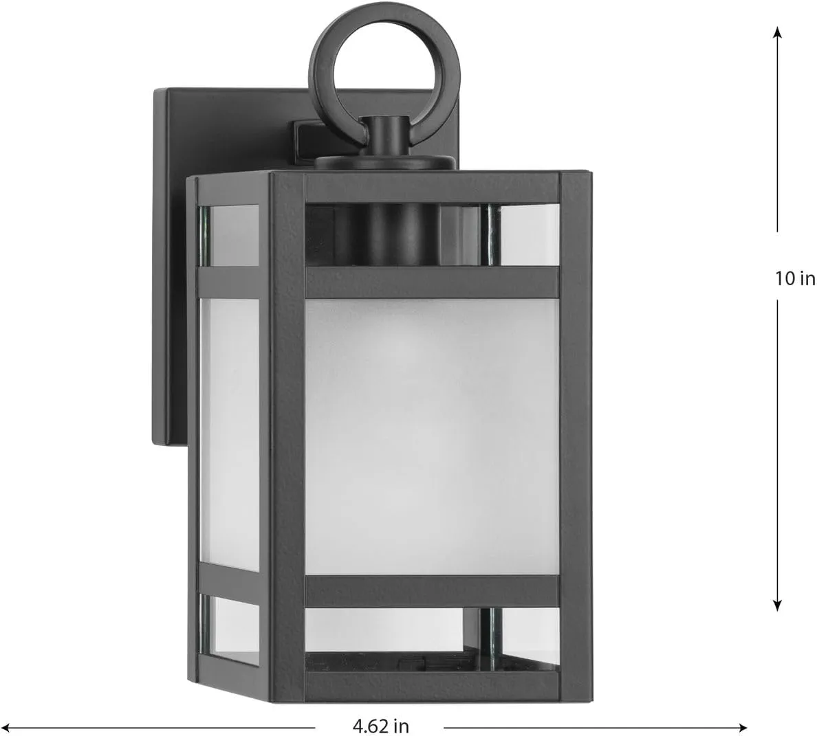 Progress Lighting Parrish Collection One-Light Matte Black Clear and Etched Glass Modern Craftsman Outdoor Small Wall Lantern (P560341-31M)