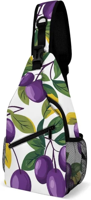 Prunes Casual Sling Bag Backpack Travel Shoulder Chest Crossbody Bags Adjustable Daypack Unisex