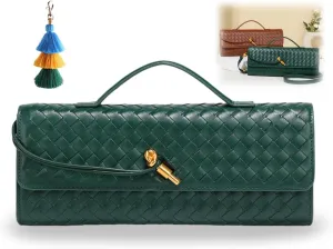 PU Leather Handmade Clutch Purse,Fashion Crossbody Clutch Purse,Fashion Evening Shoulder Bag,Woven Crossbody Bags for Women
