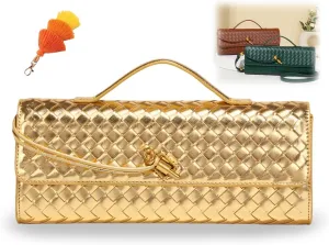 PU Leather Handmade Clutch Purse,Fashion Crossbody Clutch Purse,Fashion Evening Shoulder Bag,Woven Crossbody Bags for Women