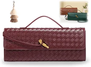 PU Leather Handmade Clutch Purse,Fashion Crossbody Clutch Purse,Fashion Evening Shoulder Bag,Woven Crossbody Bags for Women