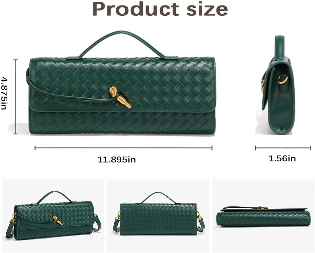 PU Leather Handmade Clutch Purse,Fashion Crossbody Clutch Purse,Fashion Evening Shoulder Bag,Woven Crossbody Bags for Women