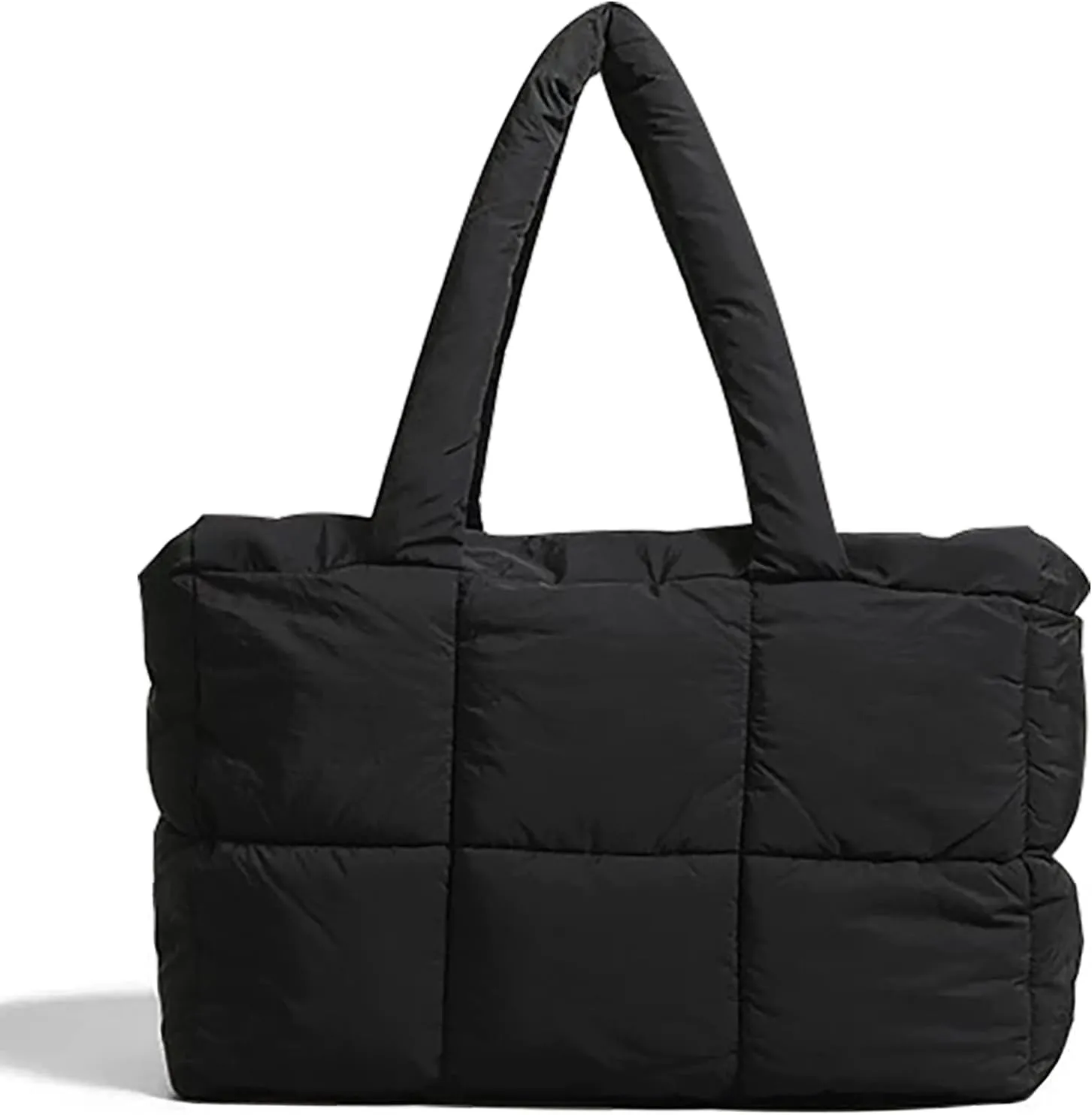 Puffer Bag for Women Large Quilted Grid Bag Puffy Handbag Lightweight Satchel Tote Bag for Work,Travel and Fitness