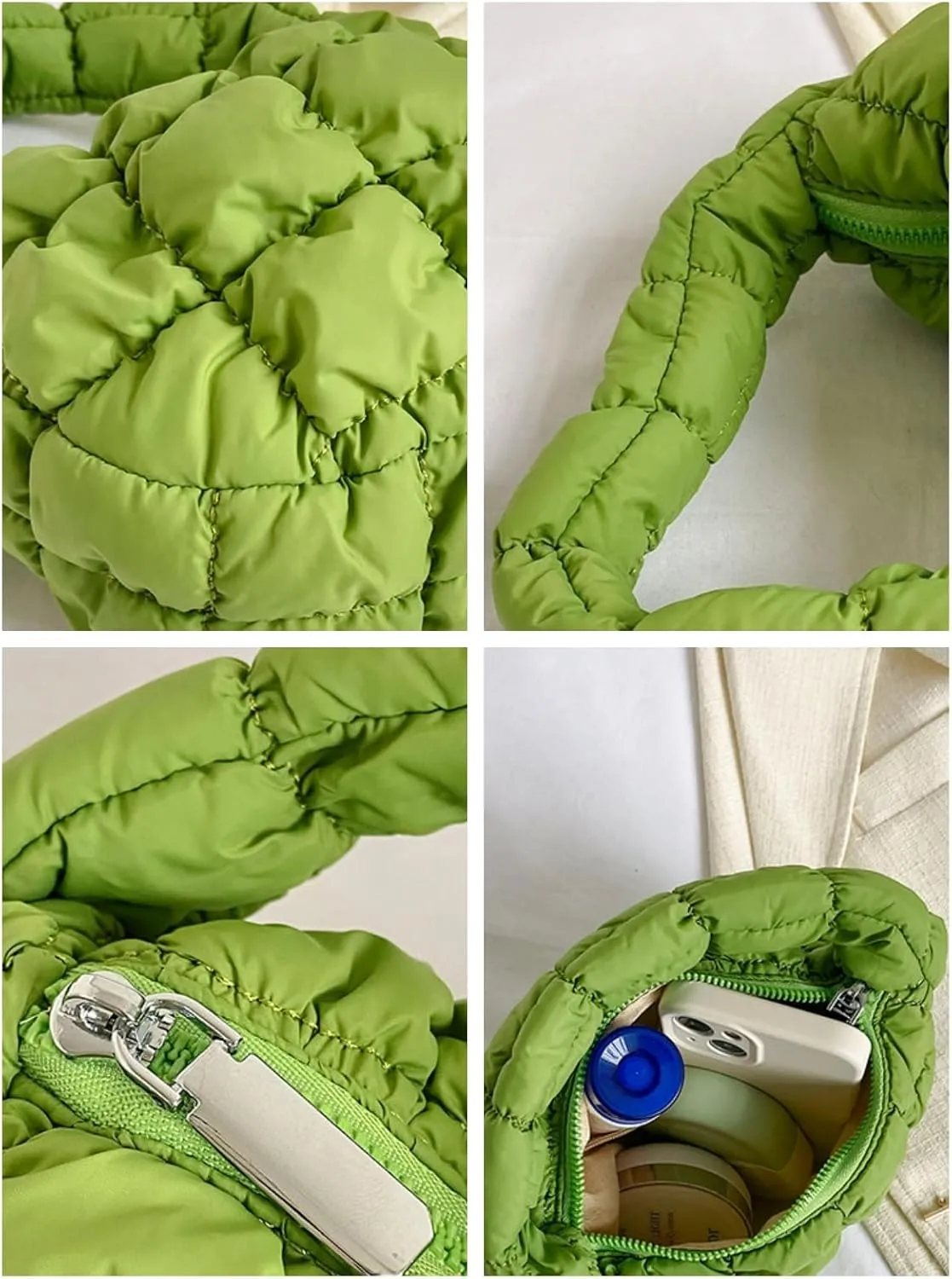 Puffer Bag Women Mini Quilted Cute Bubble Handbag Crescent Wrist Satchel Y2k Purse