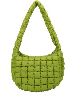 Puffer Carryall Tote Bag for Women Quilted Shoulder Bag for Travel Lightweight Cotton Padded Hobo Handbag