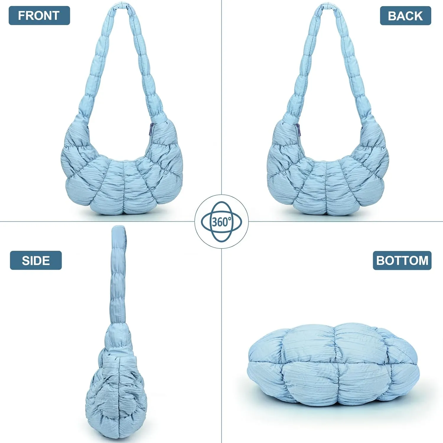Puffer Crossbody Bags for Women Luna Hobo Bags Quilted Carryall Shoulder Bag