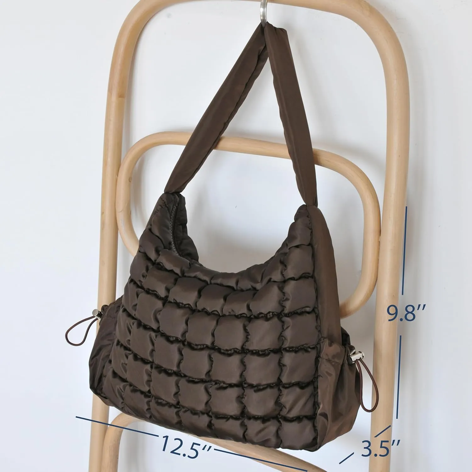 Puffer Quilted Shoulder Bag for Women Hobo Handbag Lightweight Purse