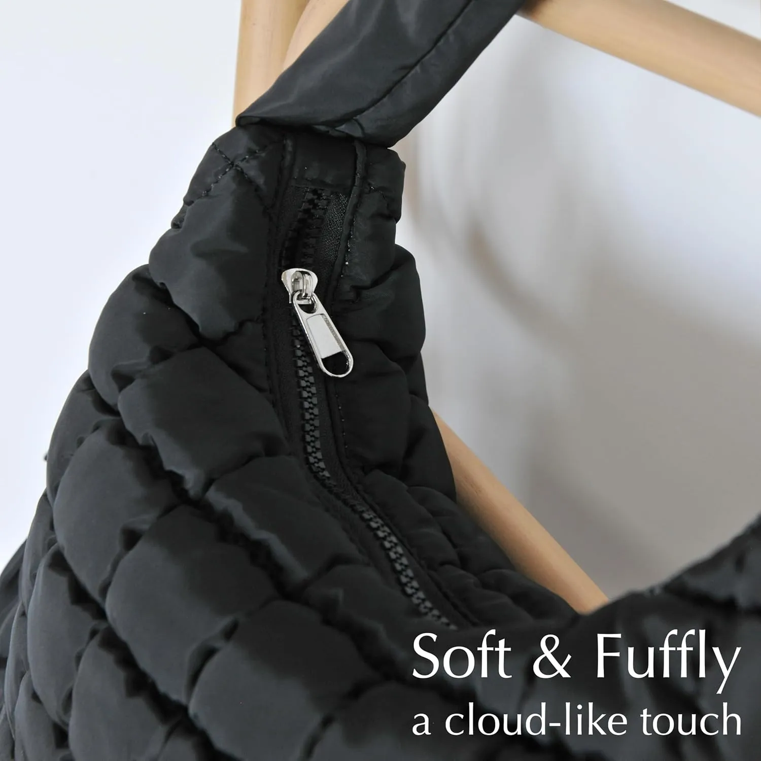 Puffer Quilted Shoulder Bag for Women Hobo Handbag Lightweight Purse