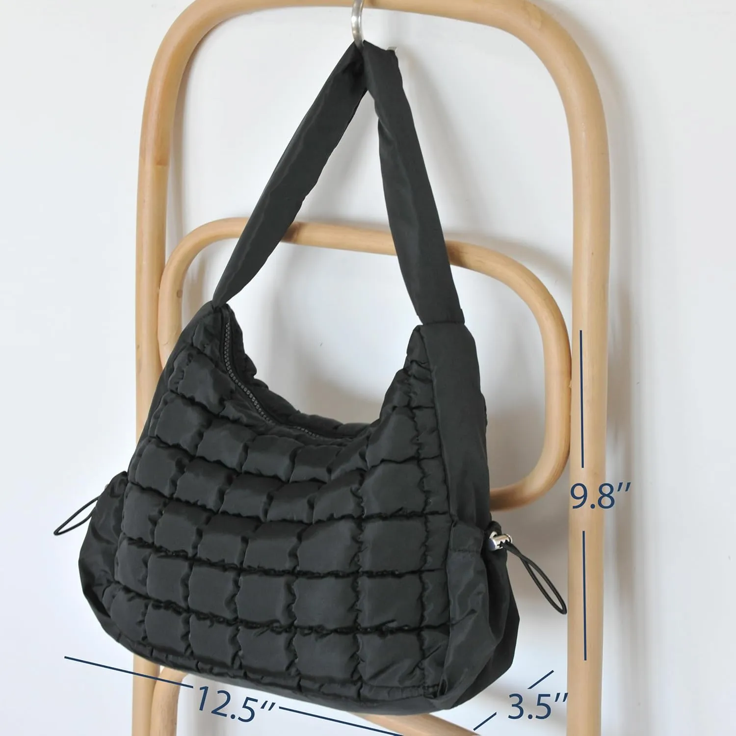 Puffer Quilted Shoulder Bag for Women Hobo Handbag Lightweight Purse