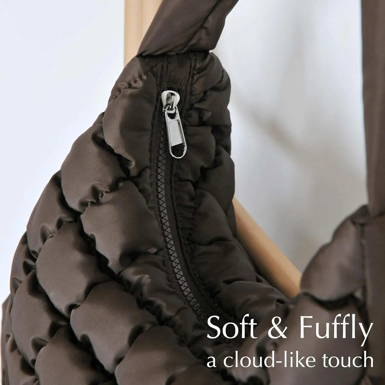 Puffer Quilted Shoulder Bag for Women Hobo Handbag Lightweight Purse