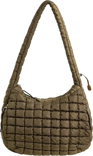 Puffer Quilted Shoulder Bag for Women Padding Shoulder Bag Puffy Hobo Bag Trendy Tote Bag 2025