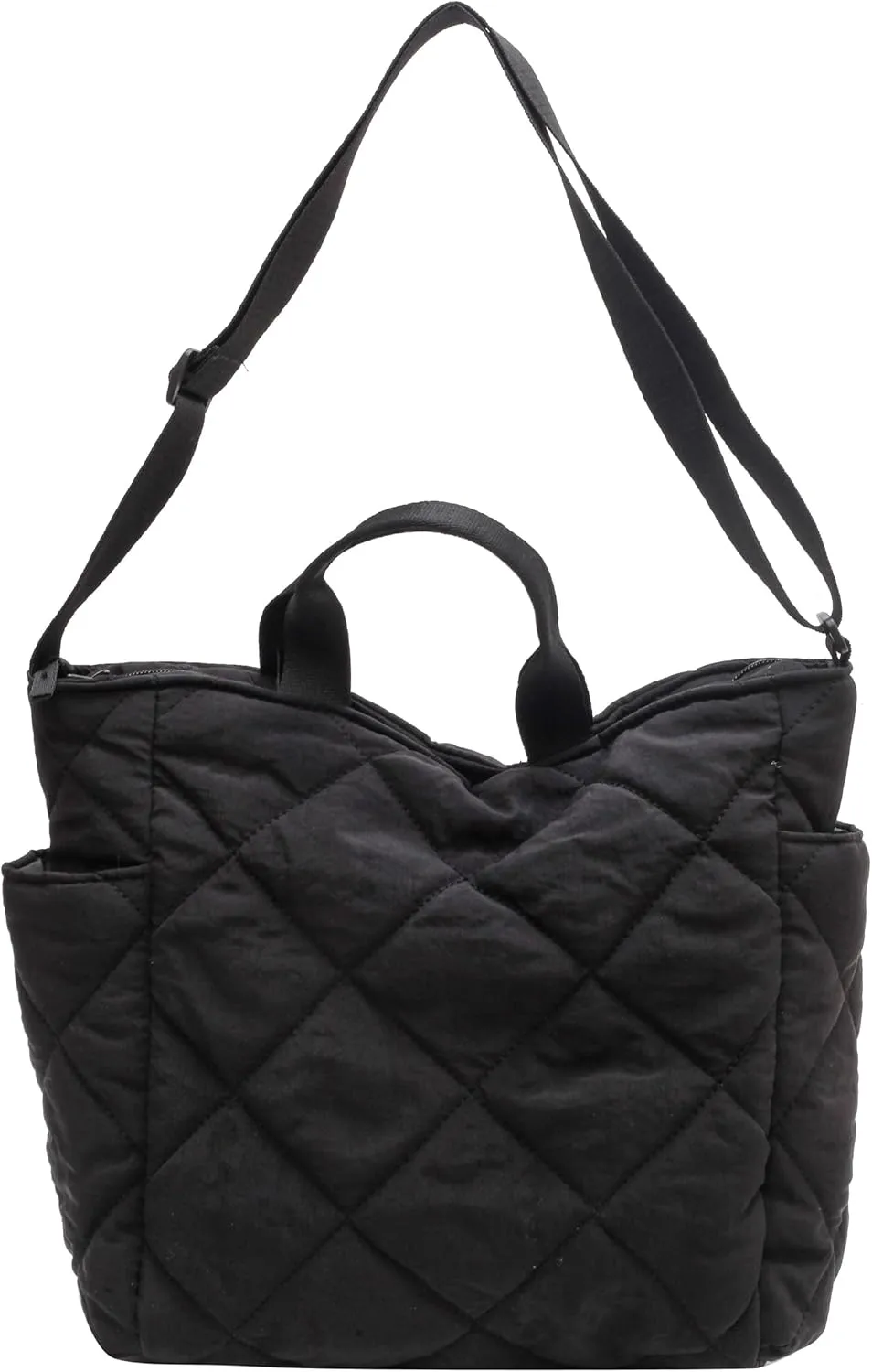Puffer Quilted Tote Bag for Women Puffy Padded Crossbody Purse Soft Lightweight Shoulder Bag with Zipper
