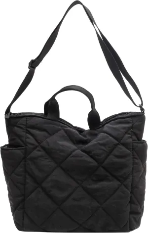 Puffer Quilted Tote Bag for Women Puffy Padded Crossbody Purse Soft Lightweight Shoulder Bag with Zipper