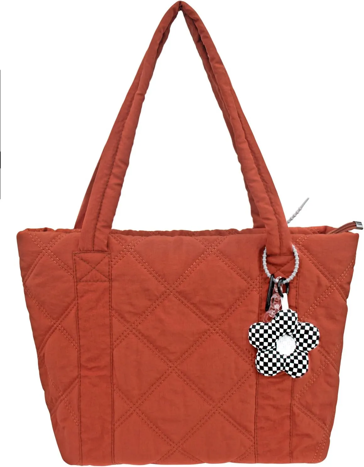 Puffer Quilted Tote Bag for Women Puffy Padded Purse with Zipper Work Nylon Soft Purse