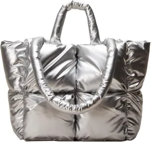 Puffer Shoulder Bag for Women Mini Down Satchel Hobo Bag Quilted Tote Bag Chic Purses 2024