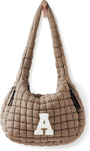 Puffer Tote Bag for Women initial Tote Bag Quilted Large Carryall Bag Puffy Cross-body Bag Hobo Handbags
