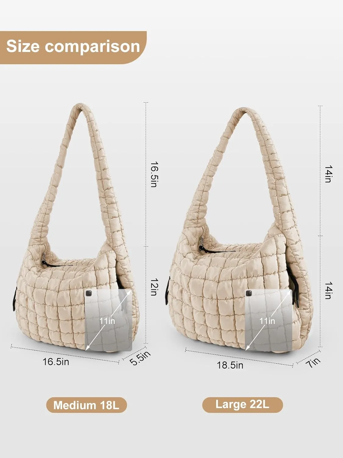 Puffer Tote Bag for Women initial Tote Bag Quilted Large Carryall Bag Puffy Cross-body Bag Hobo Handbags