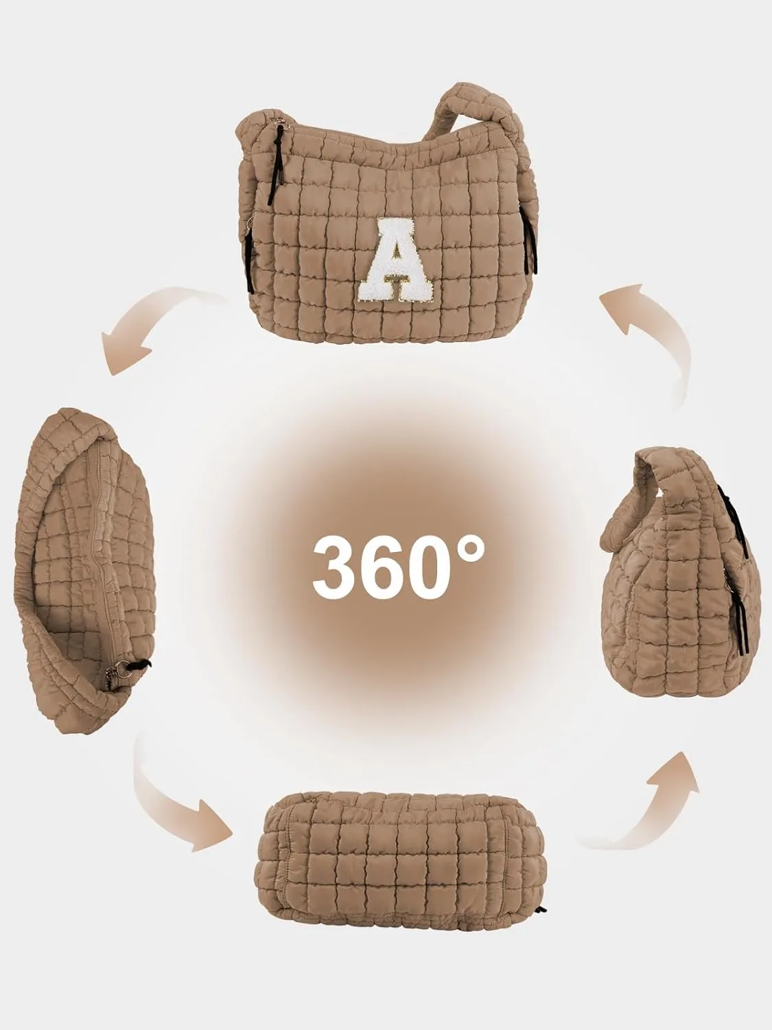 Puffer Tote Bag for Women initial Tote Bag Quilted Large Carryall Bag Puffy Cross-body Bag Hobo Handbags