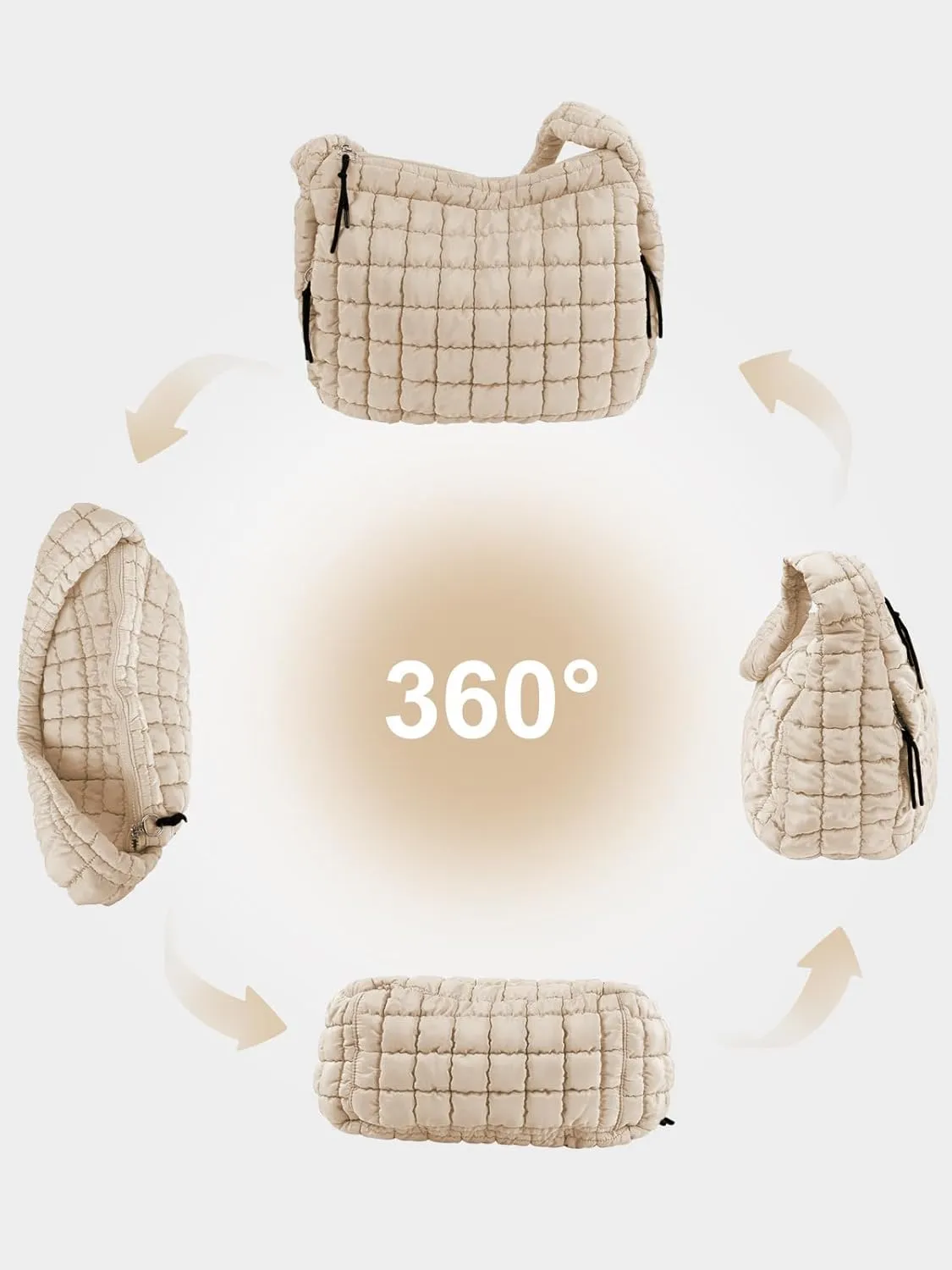 Puffer Tote Bag for Women initial Tote Bag Quilted Large Carryall Bag Puffy Cross-body Bag Hobo Handbags