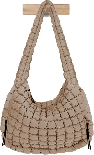 Puffer Tote Bag for Women Large Lightweight Crossbody Shoulder Bag Quilted Puffy Hobo Handbags