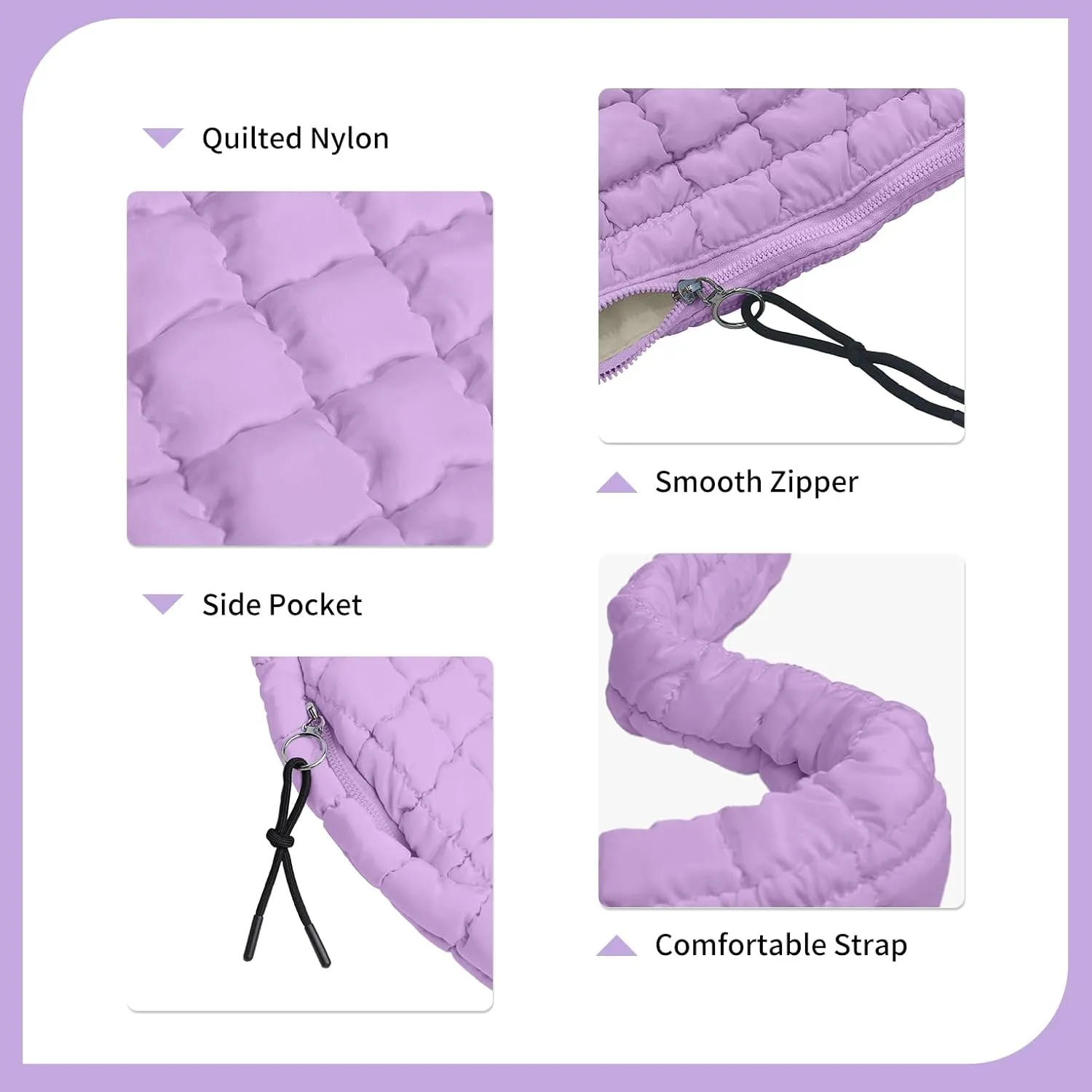 Puffer Tote Bag for Women, Large Puffy Quilted Crossbody Purse with Zipper Lightweight Shoulder Bag Handbag