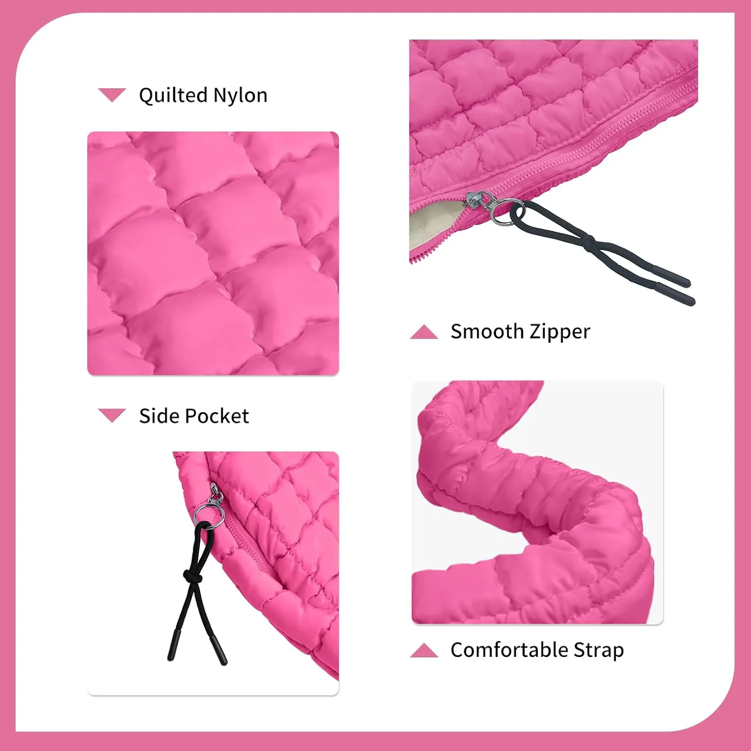 Puffer Tote Bag for Women, Large Puffy Quilted Crossbody Purse with Zipper Lightweight Shoulder Bag Handbag