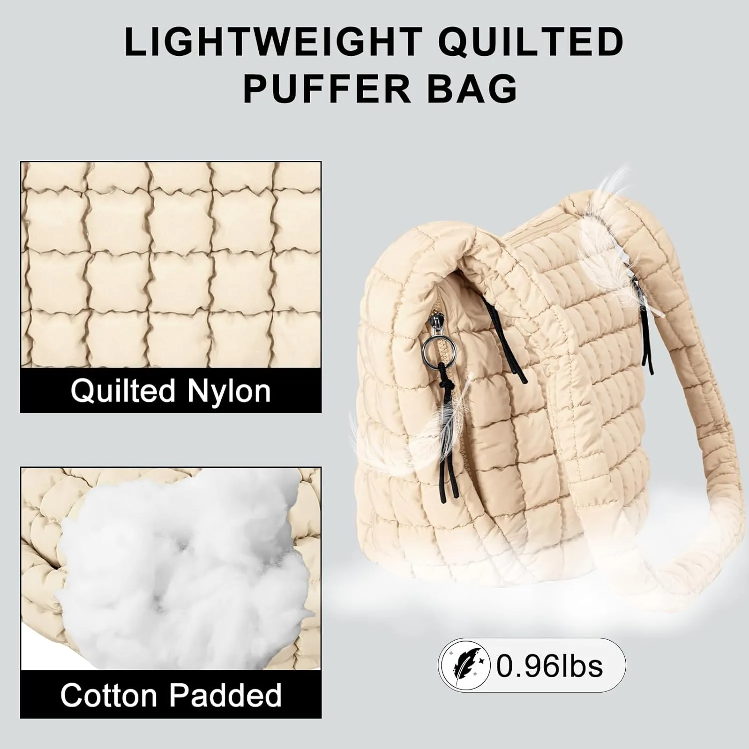 Puffer Tote Bag for Women Large Quilted Puffy Lightweight Carryall Crossbody Tote Bag for Women